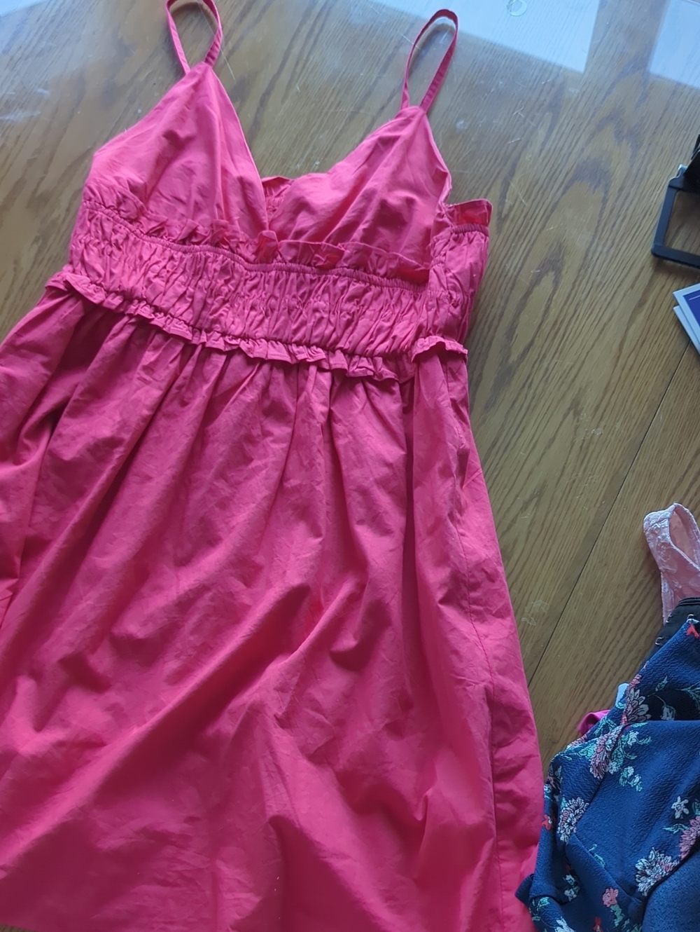 Women's Hot Pink Smocked Sundress with Spaghetti Straps